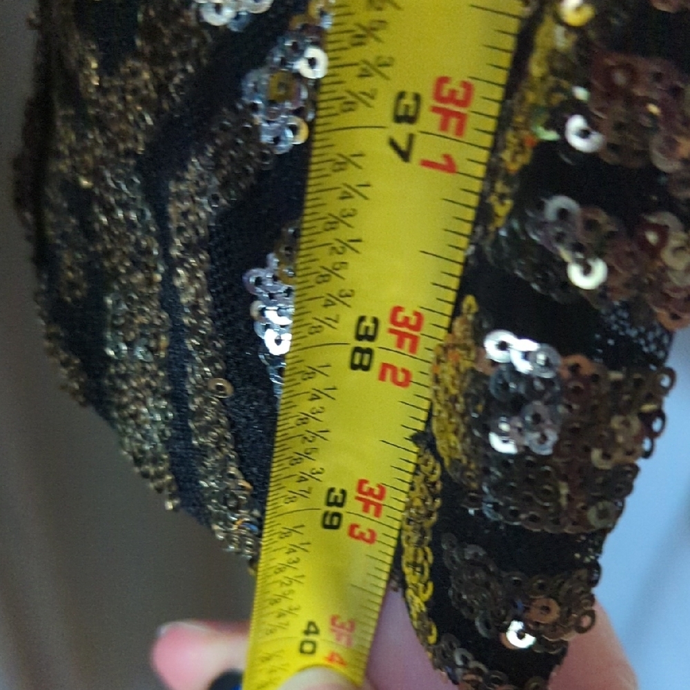 Gold and Black Sequin Patterned Pants - Picture 5 of 6